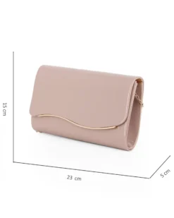 MISS GLOBO - Pochette nude effetto vernice con patta e dettaglio oro