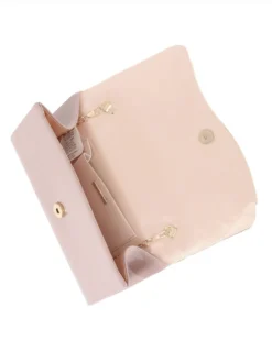MISS GLOBO - Pochette nude effetto vernice con patta e dettaglio oro