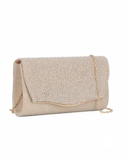 MISS GLOBO - Pochette oro in lurex con strass sulla patta