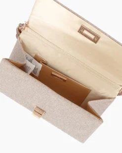 MISS GLOBO - Pochette oro rosa in lurex con manico in strass