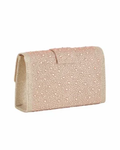 MISS GLOBO - Pochette oro rosa tutta strass con patta