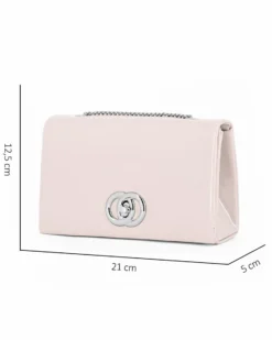 MISS GLOBO - Pochette panna in vernice con patta e chiusura a girello