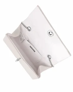 MISS GLOBO - Pochette panna in vernice con patta e chiusura a girello