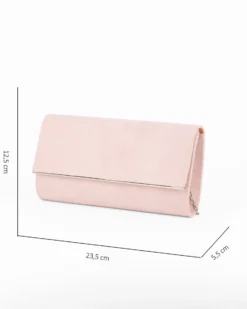 MISS GLOBO - Pochette rosa scamosciata e dettaglio argento sulla patta
