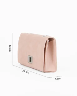 MISS GLOBO - Pochette rosa scamosciata con patta e chiusura a girello
