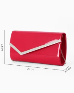 MISS GLOBO - Pochette rossa effetto vernice con patta obliqua e finitura in metallo
