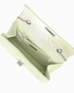 MISS GLOBO - Pochette verde scamosciata con patta e chiusura a girello