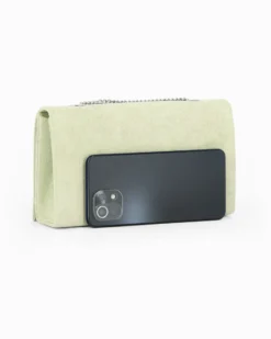 MISS GLOBO - Pochette verde scamosciata con patta e chiusura a girello
