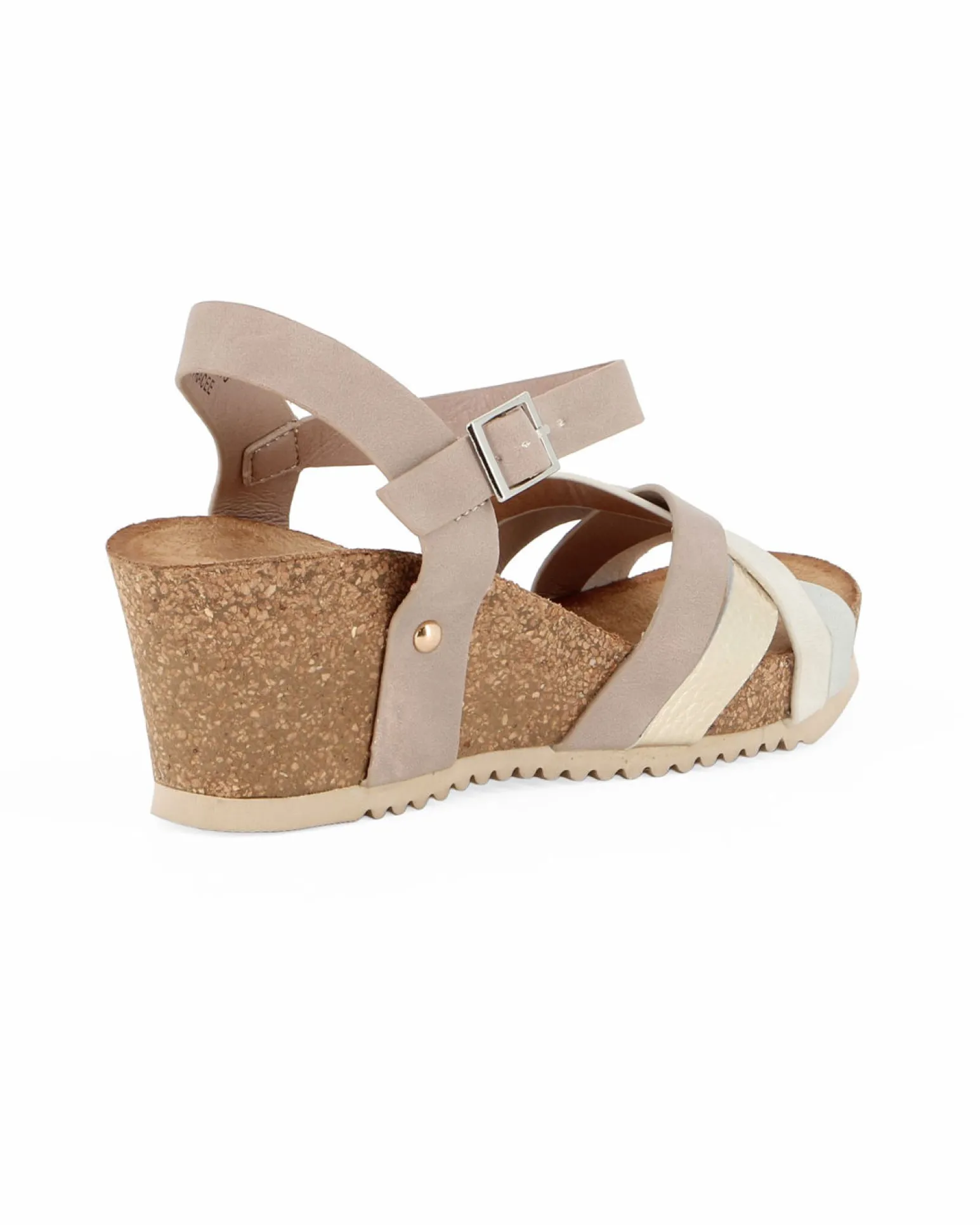 MISS GLOBO - Sandalo beige con cinturini incrociati, zeppa 5,5CM