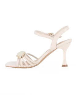 MISS GLOBO - Sandalo beige con dettaglio frontale e  punta quadrata, tacco 8CM