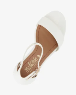 MISS GLOBO - Sandalo bianco con sottopiede in VERA PELLE e cinturino alla caviglia, tacco 7CM