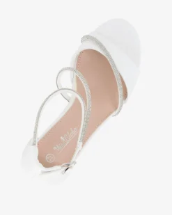 MISS GLOBO - Sandalo bianco con cinturini in strass, tacco 7CM
