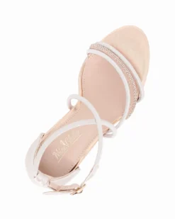 MISS GLOBO - Sandalo champagne con cinturini incrociati e strass, tacco 8,5CM