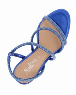 MISS GLOBO - Sandalo gioiello blu con strass, tacco 8,5CM