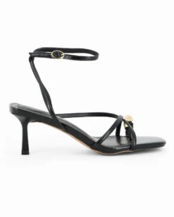 MISS GLOBO - Sandalo infradito nero con sottopiede in memory foam, punta quadrata e dettaglio metallico infra-alluce, tacco 6CM