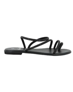 MISS GLOBO - Sandalo infradito nero con strass