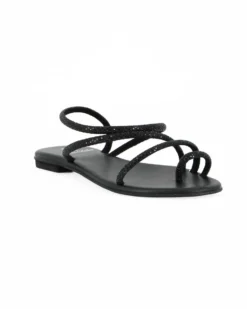 MISS GLOBO - Sandalo infradito nero con strass