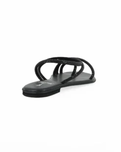 MISS GLOBO - Sandalo infradito nero con strass