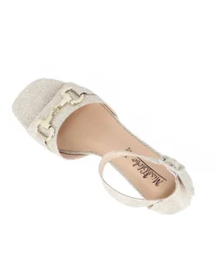 MISS GLOBO - Sandalo oro con morsetto tacco 5cm sottopiede in VERA PELLE