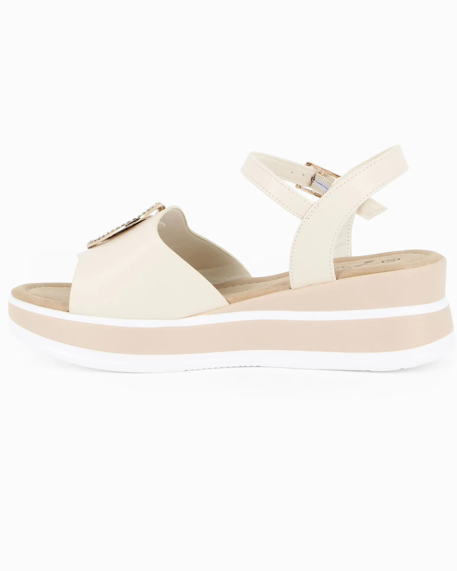 MISS GLOBO - Sandalo panna platform con sottopiede memory soft, zeppa 5CM