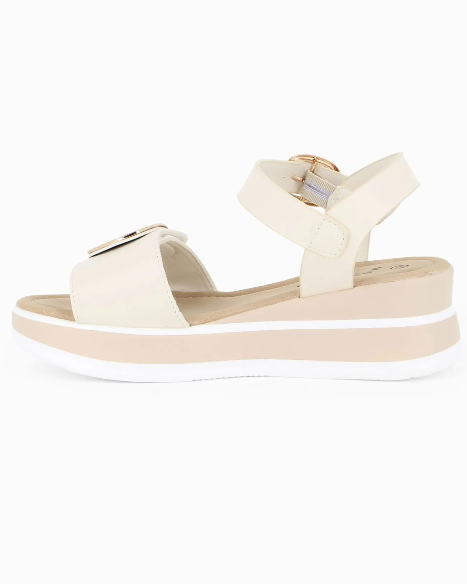 MISS GLOBO - Sandalo panna platform con sottopiede memory soft e strappo, zeppa 5CM
