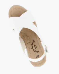MISS GLOBO - Sandalo platform bianco con incrocio frontale e sottopiede in memory soft, zeppa 7,5CM