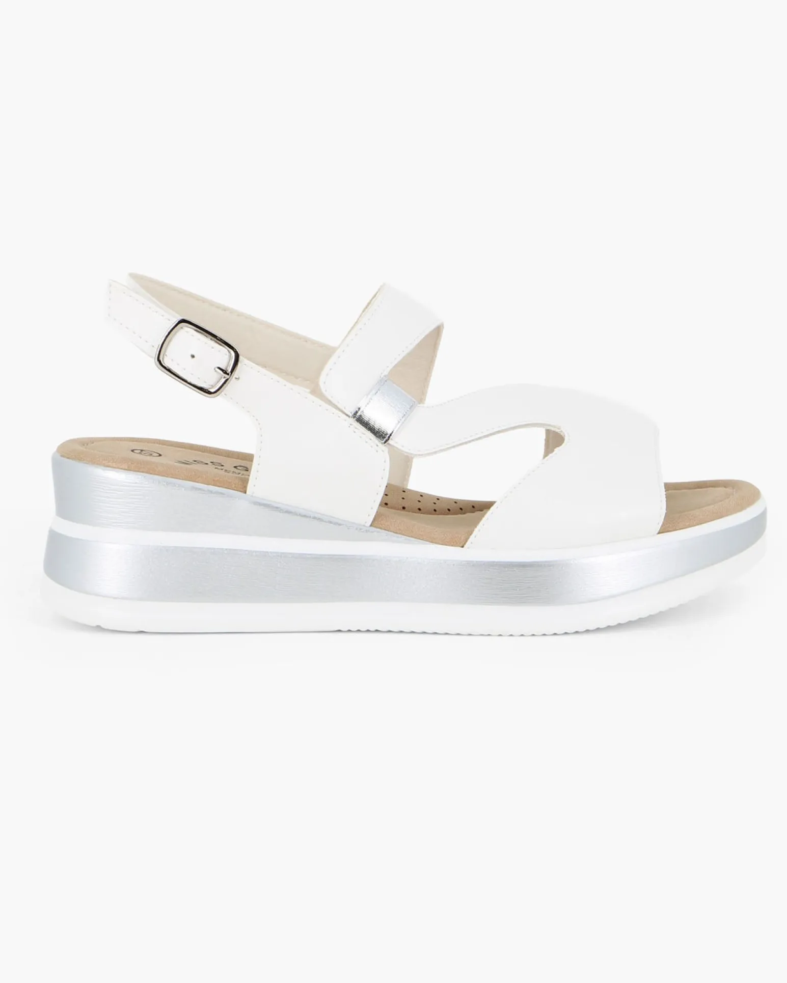 MISS GLOBO - Sandalo platform bianco con sottopiede in memory soft, zeppa 5CM