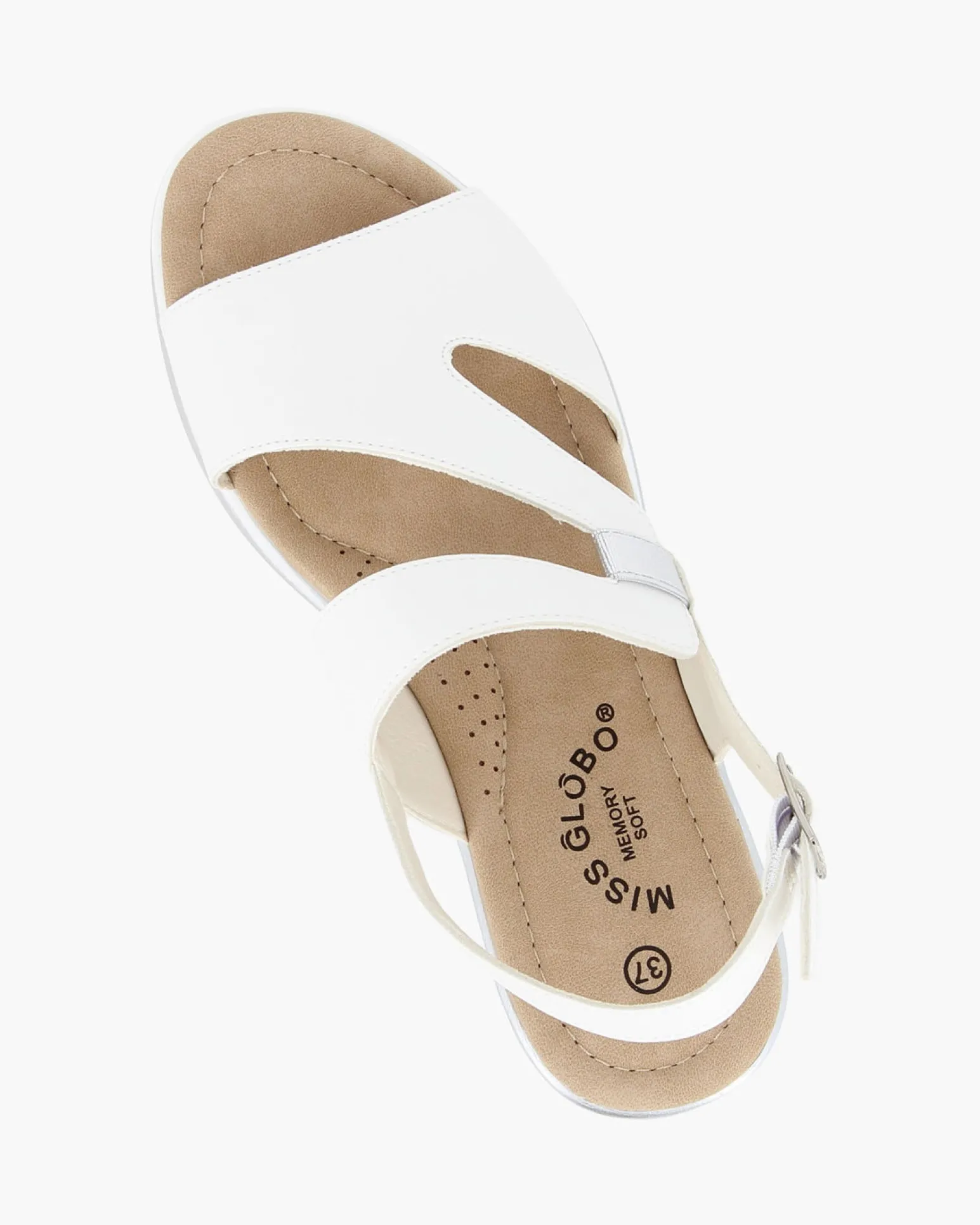 MISS GLOBO - Sandalo platform bianco con sottopiede in memory soft, zeppa 5CM