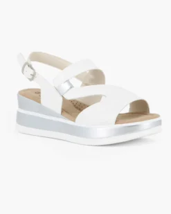 MISS GLOBO - Sandalo platform bianco con sottopiede in memory soft, zeppa 5CM