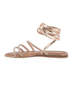 MISS GLOBO - Sandalo rosa/oro lace-up con cinturini in strass