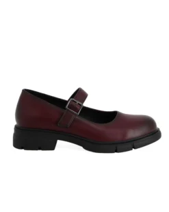 MISS GLOBO - Scarpa bordeaux con suola track e cinturino con fibbia frontale