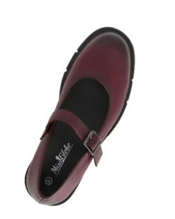 MISS GLOBO - Scarpa bordeaux con suola track e cinturino con fibbia frontale