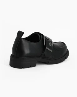 MISS GLOBO - Scarpa nera con suola track e cinturino con fibbia frontale