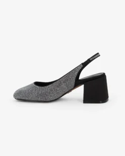 MISS GLOBO - Slingback nera con cinturino superiore, tacco 6CM, MADE IN ITALY