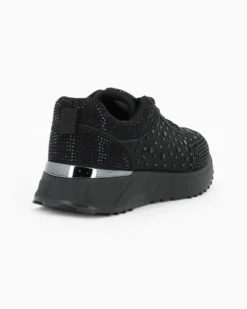 MISS GLOBO - Sneakers nera con lacci e strass