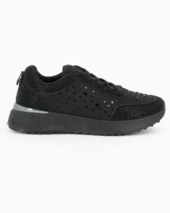 MISS GLOBO - Sneakers nera con lacci e strass