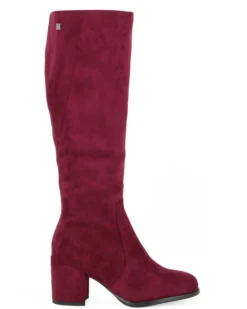 MISS GLOBO - Stivale bordeaux scamosciato con zip laterale, tacco 7CM