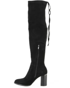 MISS GLOBO - Stivale nero scamosciato con zip laterale e coulisse, tacco 8CM
