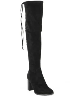MISS GLOBO - Stivale nero scamosciato con zip laterale e coulisse, tacco 8CM