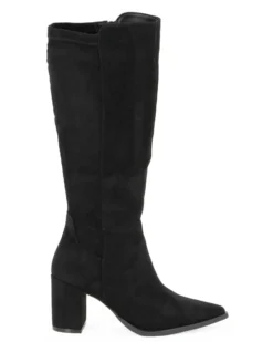 MISS GLOBO - Stivale nero scamosciato a punta con zip laterale, tacco 7CM