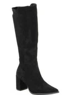 MISS GLOBO - Stivale nero scamosciato a punta con zip laterale, tacco 7CM