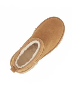 MISS GLOBO - Stivaletto camel in VERA PELLE con pelliccia interna, tacco 5,5CM