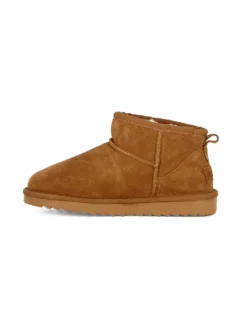 MISS GLOBO - Stivaletto camel in VERA PELLE con pelliccia interna