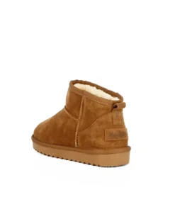MISS GLOBO - Stivaletto camel in VERA PELLE con pelliccia interna