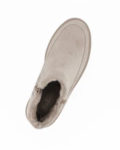 MISS GLOBO - Tronchetto beige scamosciato con pelliccia interna e zip laterale, tacco 6CM