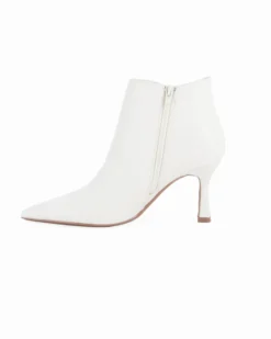 MISS GLOBO - Tronchetto bianco a punta con zip laterale, tacco 8CM
