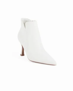 MISS GLOBO - Tronchetto bianco a punta con zip laterale, tacco 8CM