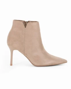 MISS GLOBO - Tronchetto khaki scamosciato a punta con zip laterale, tacco 8,5CM