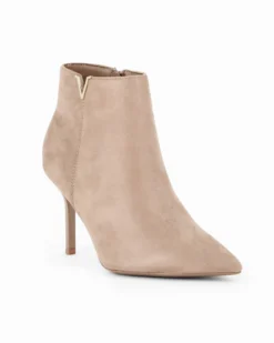 MISS GLOBO - Tronchetto khaki scamosciato a punta con zip laterale, tacco 8,5CM