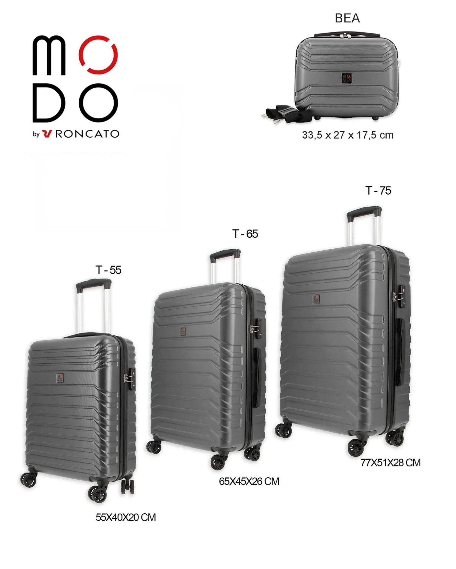MODO BY RONCATO - TROLLEY ABS ANTRACITE 4 RUOTE CON COMBINAZIONE TSA
